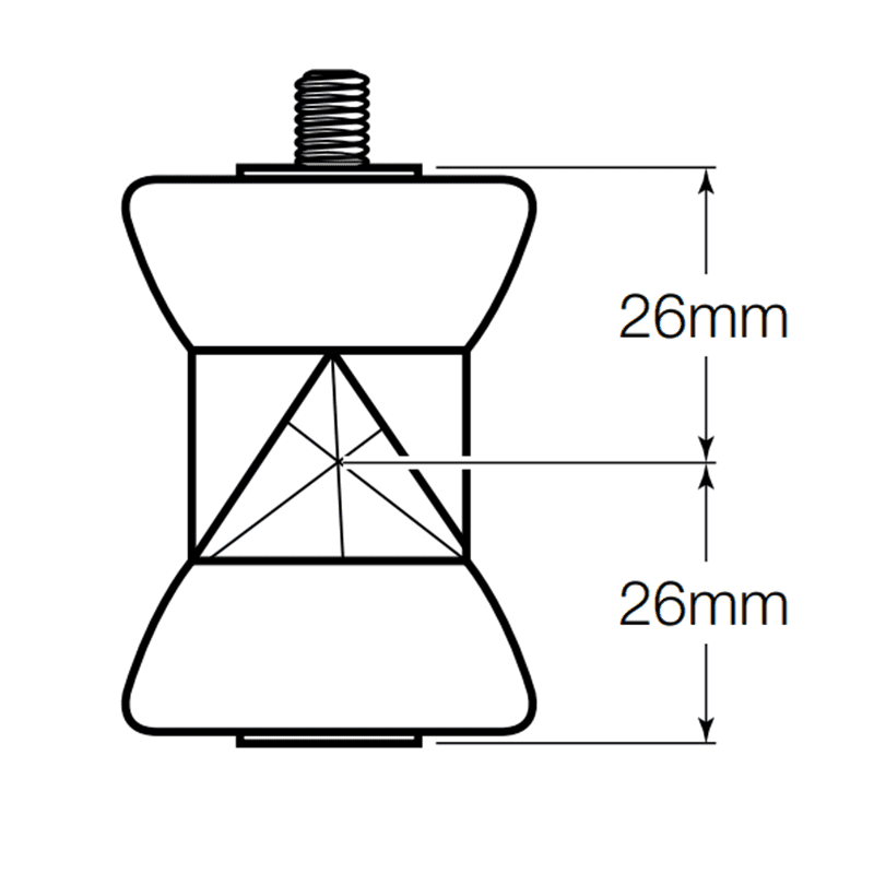 360-degree Mini Reflector Survey Prism System Dimensions Illustration