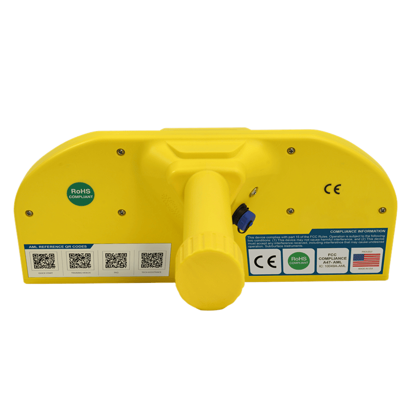 AML+ PVC pipe locator equipment in yellow, rear view