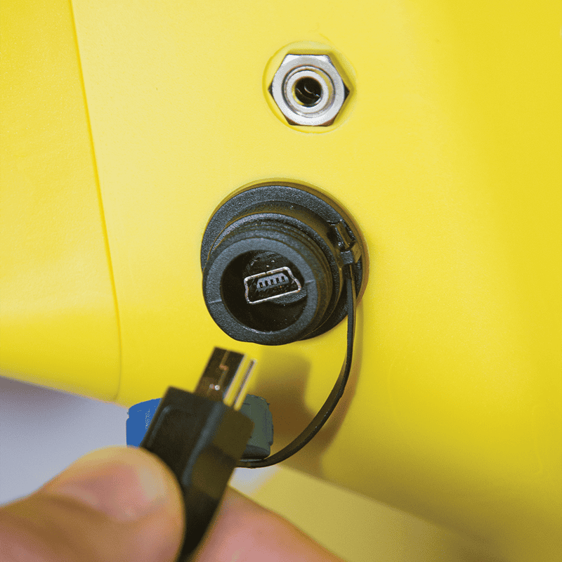 USB port on All Materials Locator in yellow