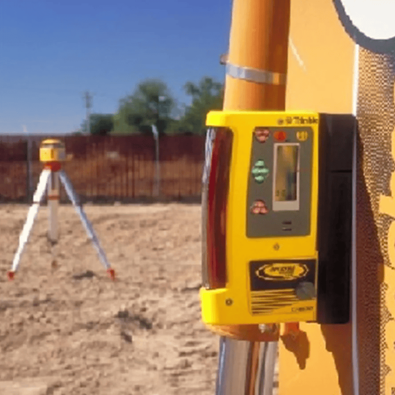 CR600 Laser Receiver in use at construction grading for the Spectra GL722 Dual Grade Laser