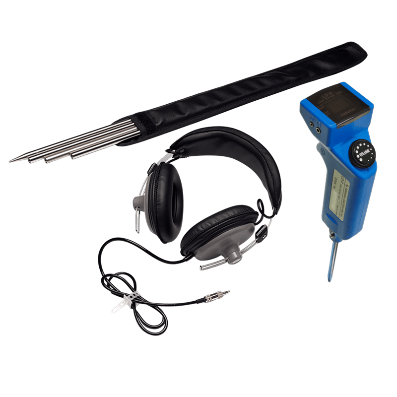 LD-8 Water Leak Detector Equipment Including Amplifier, Headphones, and Contact Rods