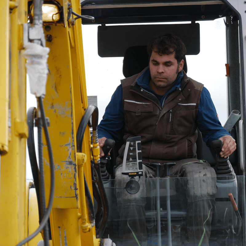 LMD360R remote display in cab of backhoe