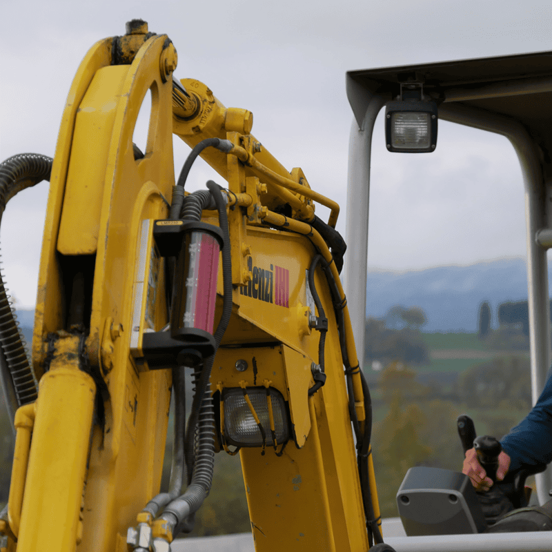 Leica LRM 240 Machine Laser Receiver on backhoe boom