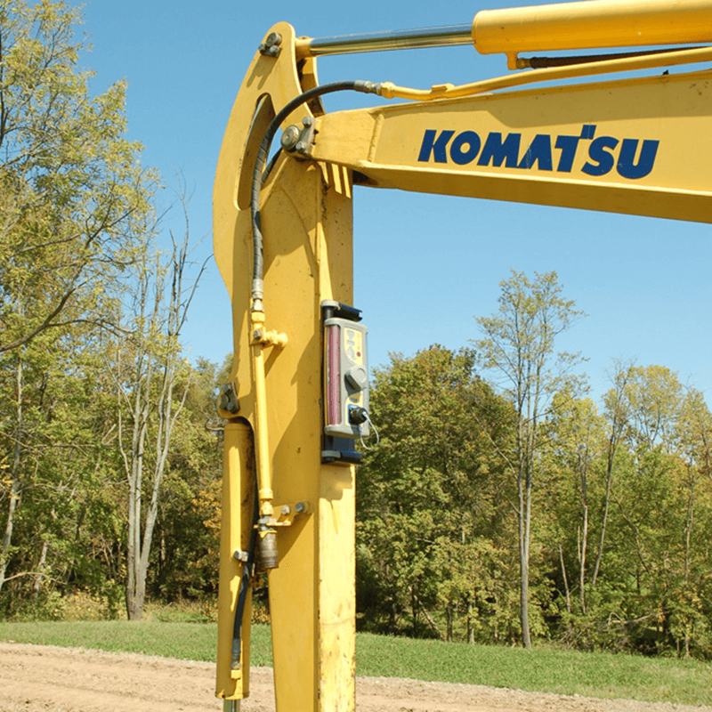 Spectra LR20 Laser Receiver Attached to Construction Equipment