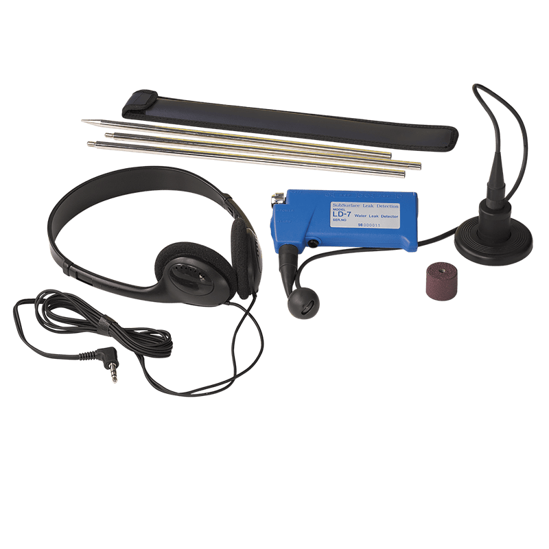 LD-7 Water Leak Detector Equipment Including Amplifier, Microphone, and Headphones